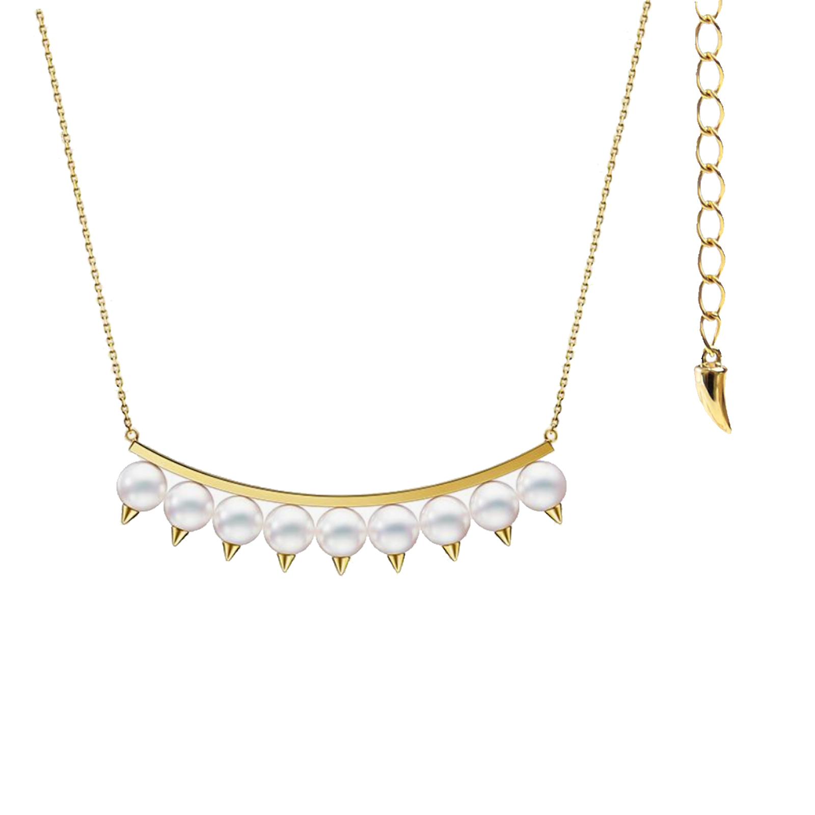 T家新款danger恶魔獠牙珍珠项链18K金钻石天然akoya海水珍珠项链