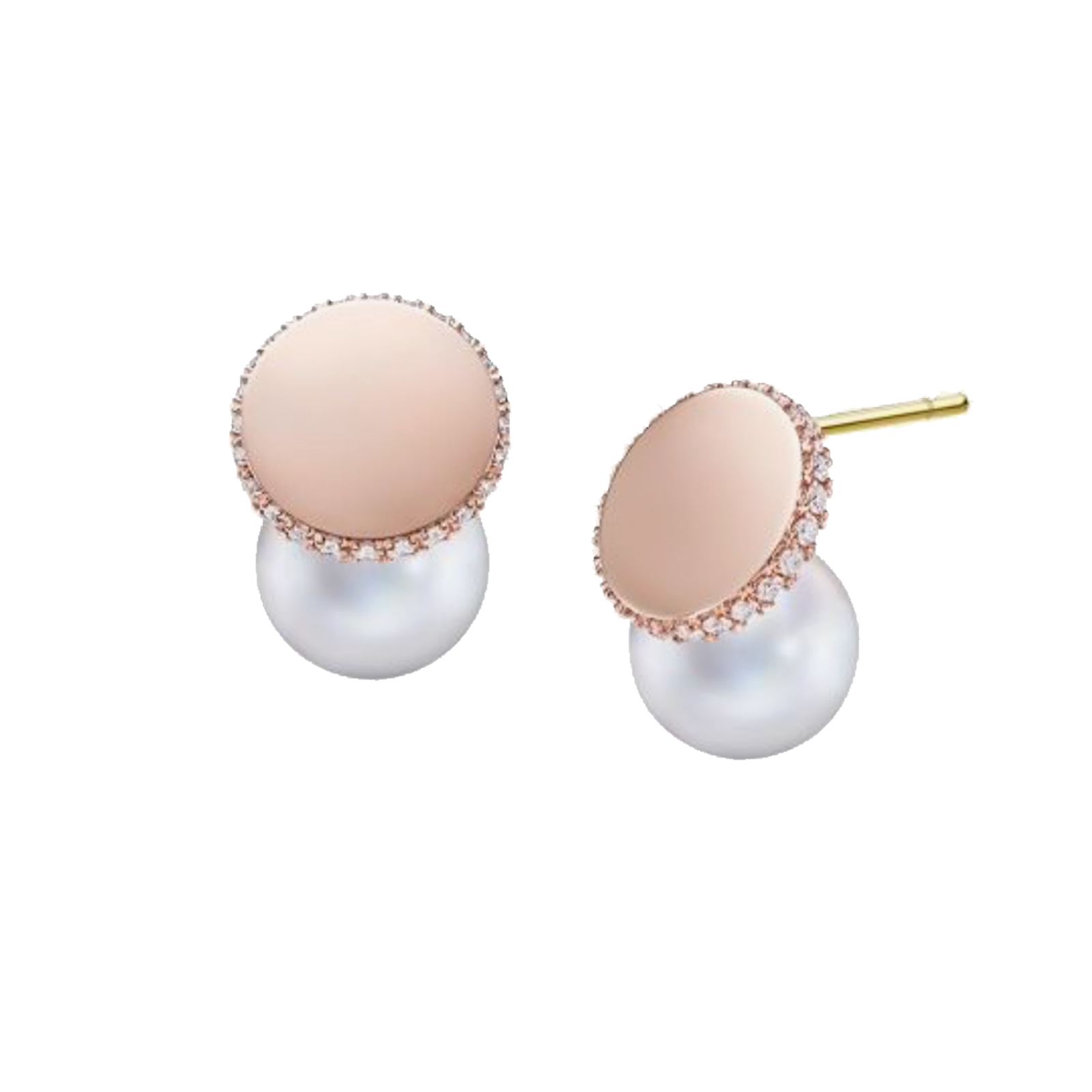 T家同款M/G圆盘珍珠耳钉18K金