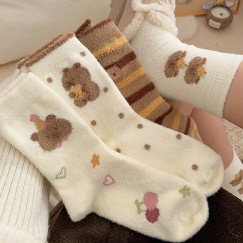 冬季袜子女澳绒加厚保暖毛毛袜