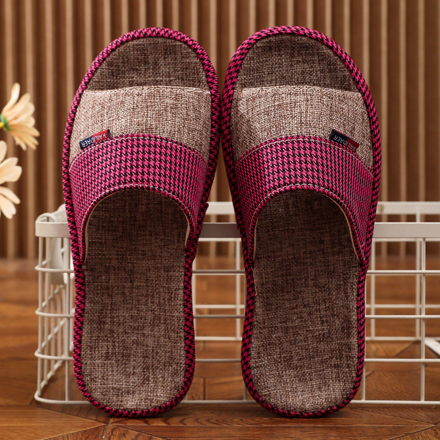 拖她他四季男女士牛筋底露趾棉麻防滑透气吸汗软底凉拖鞋家用厚底