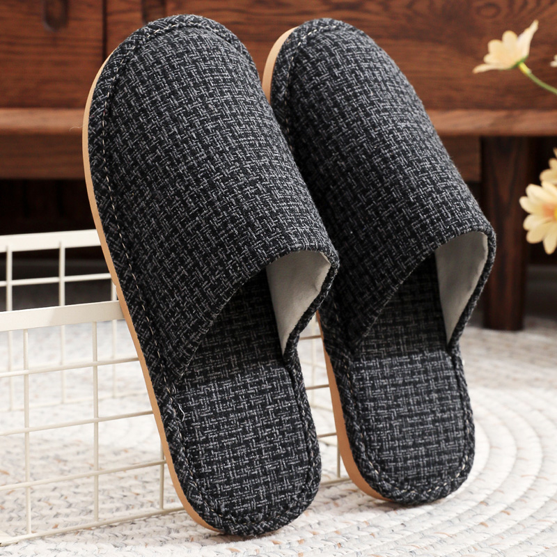 秋冬季室内透气棉麻拖鞋