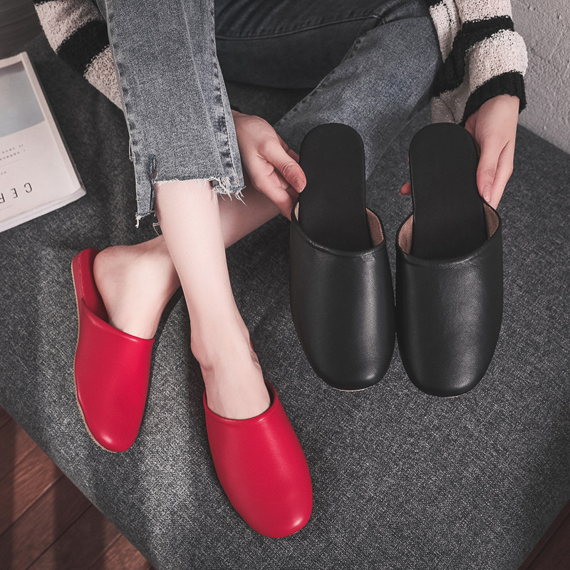 防滑牛筋底凉拖鞋春秋季男女包头真皮家居家防水防滑耐磨软底拖鞋