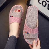 男女士居家居室内防滑耐磨软底地板棉麻四季 牛筋底凉拖鞋 夏季 厚底