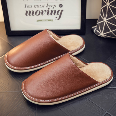 男士秋冬室内保暖棉拖鞋