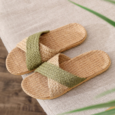 夏季情侣款亚麻凉拖鞋