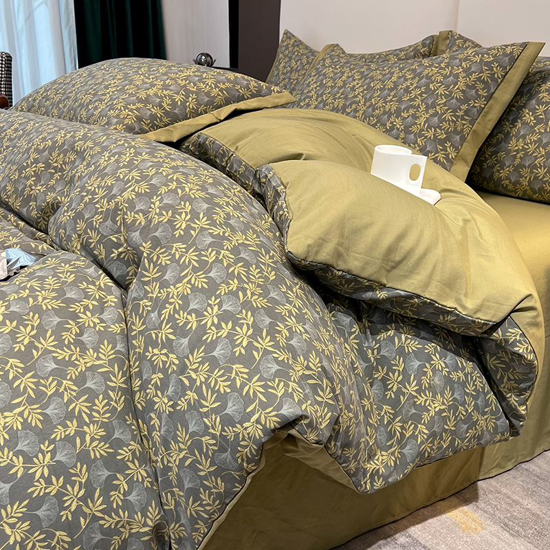 ins法式复古水洗棉麻双层纱四件套纯棉全棉床单被套学生宿舍3件套