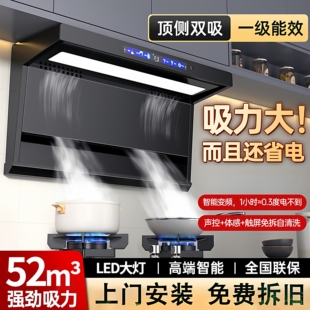 樱花抽油烟机家用厨房免拆洗大吸力顶侧双吸油烟机燃气灶二件套装