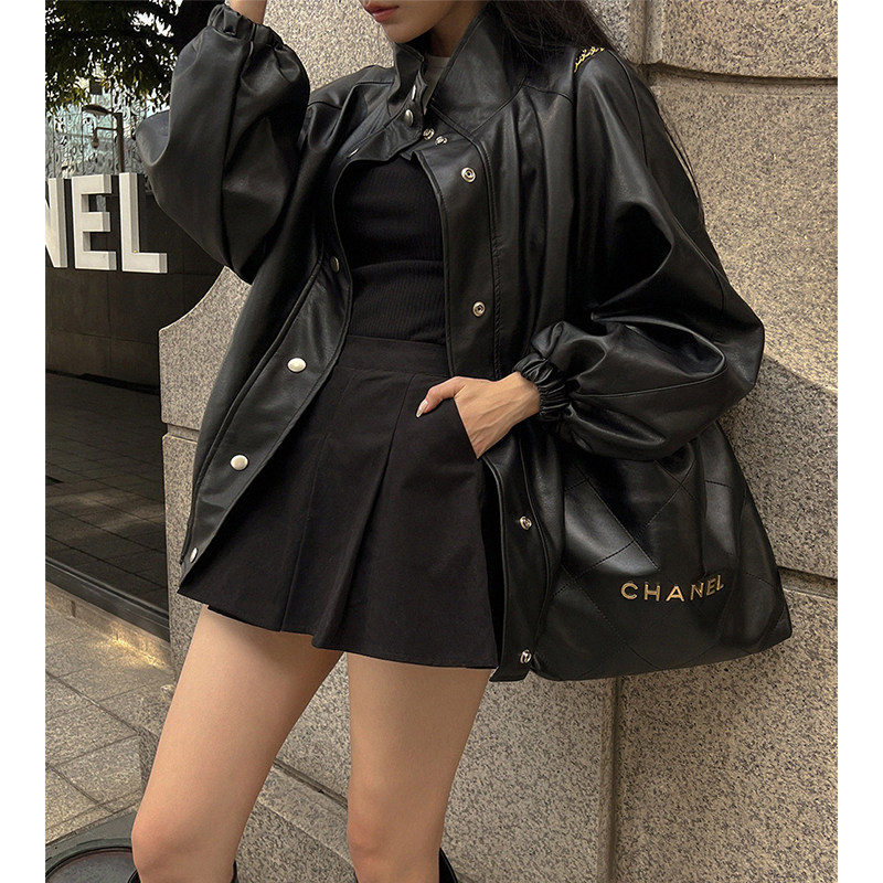 2025秋新款黑色PU中长款女皮衣御姐风女皮衣外套,女装/女士精品,皮衣,淘宝优惠券,粉丝福利购,淘宝优惠卷