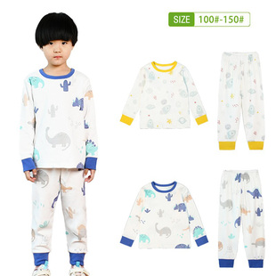 新款儿童家居服春秋纯棉薄款男童睡衣长袖长裤女冬季卡通家居套装