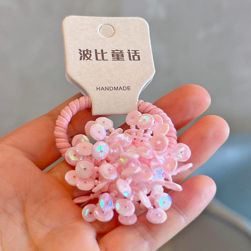 2026春新款彩色亮片花球球儿童发