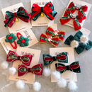 2025年新款 欧美圣诞节儿童发夹水貂毛宝宝发卡儿童发饰蝴蝶结头饰