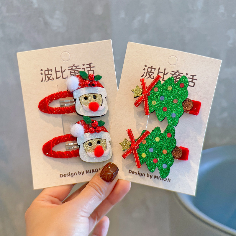 24欧美圣诞节儿童发饰鹿头BB夹女童刘海夹宝宝发饰头饰品发夹