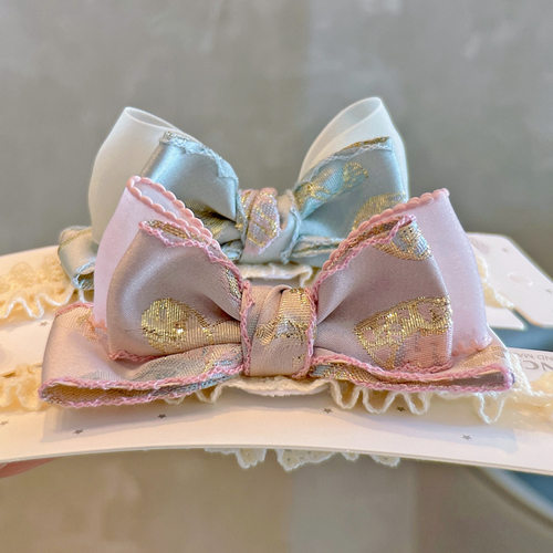 韩版秋新款国风大蝴蝶结立体婴儿发带可爱小宝宝护脑门女童发饰