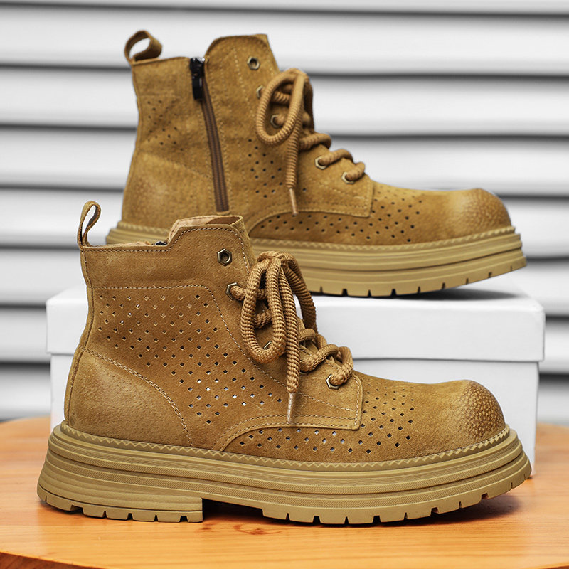2026夏季新款马丁靴男真皮英伦风镂空透气休闲高级感户外工装鞋子