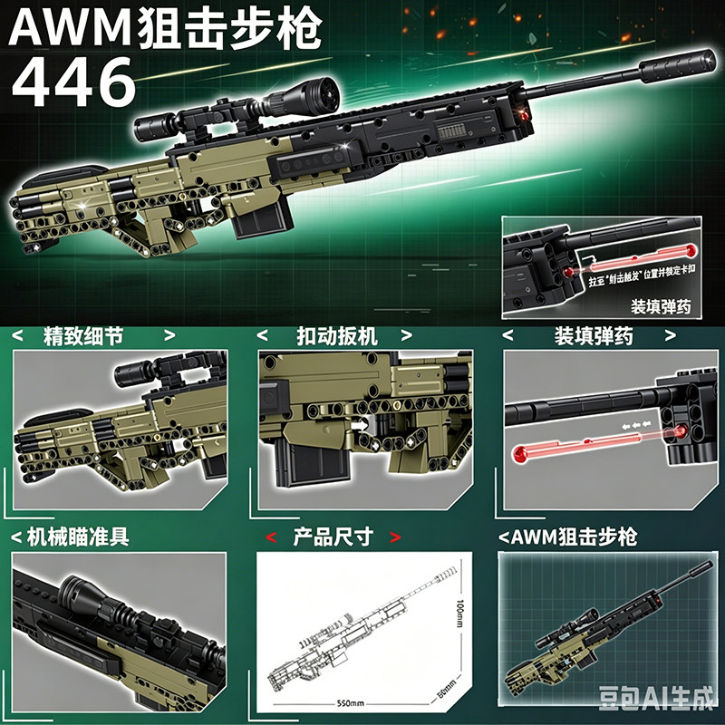 2026新款积木枪三角洲行动军事黑科技AWM狙击枪男孩玩具拼装模型