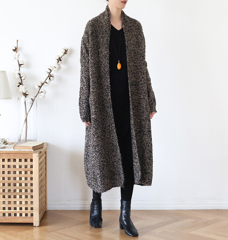 慵懒秋冬季大码中长款复古羊毛衣