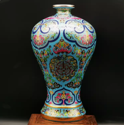 景德镇陶瓷器花瓶掐丝珐琅彩梅瓶