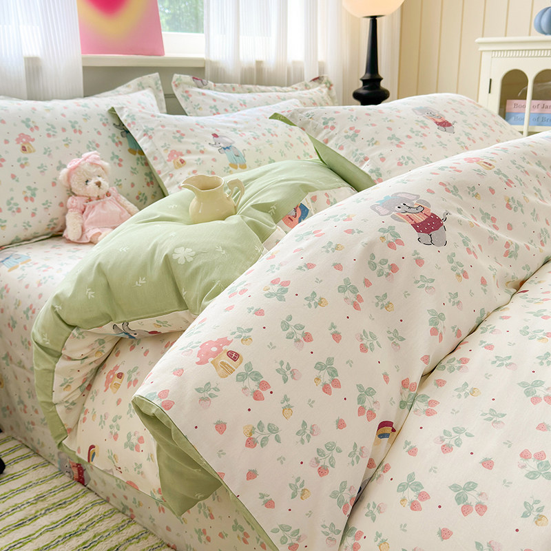 全棉卡通小清新被套单件150x200x230A类100%纯棉被罩宿舍床三件套,床上用品,被套,淘宝优惠券,粉丝福利购,淘宝优惠卷