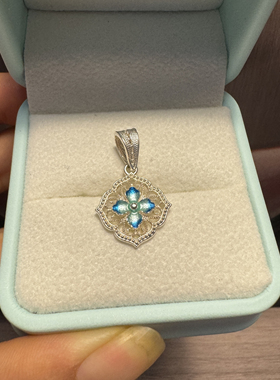 新潮足银四叶草珐琅工艺吊坠15mm高精美时尚锁骨链