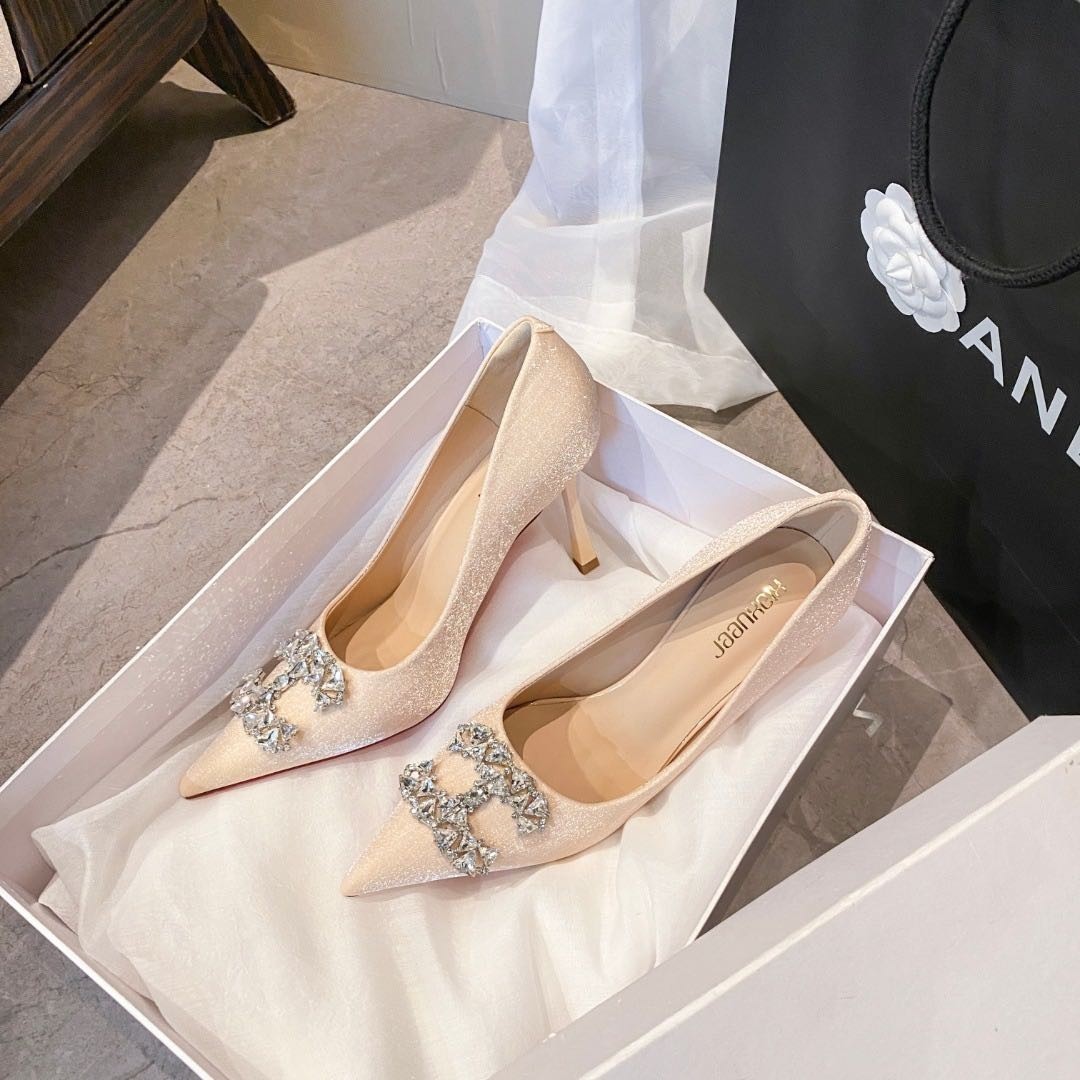 528-166韩版细跟红底高跟鞋2026春款尖头时尚水钻百搭气质单鞋8cm,女鞋,浅口单鞋,淘宝优惠券,粉丝福利购,淘宝优惠卷