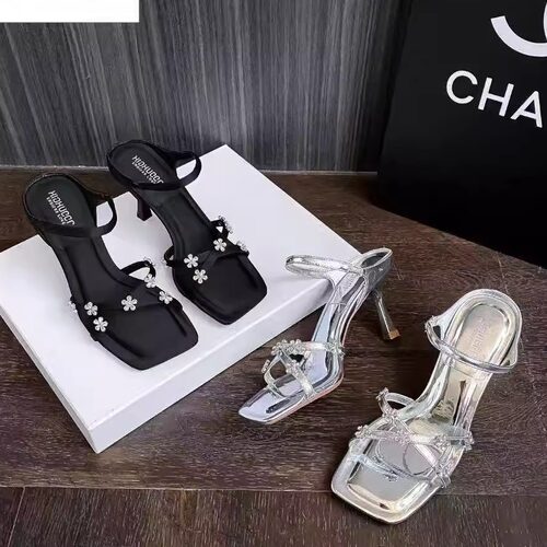 701-13舒适一字带拖鞋女夏季新款细跟凉拖方头性感凉拖外穿 7公分