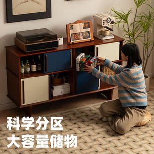 中古实木餐边柜客厅靠墙现代简约储物柜小户型家用收纳展示柜复古