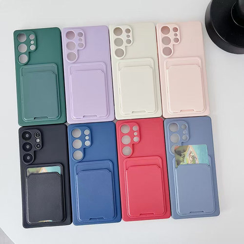 适用三星s24手机壳note20带卡槽s25edge s23 s22 s21 s20 s9 s10 s8+卡套note9背夹note8门禁note10证件