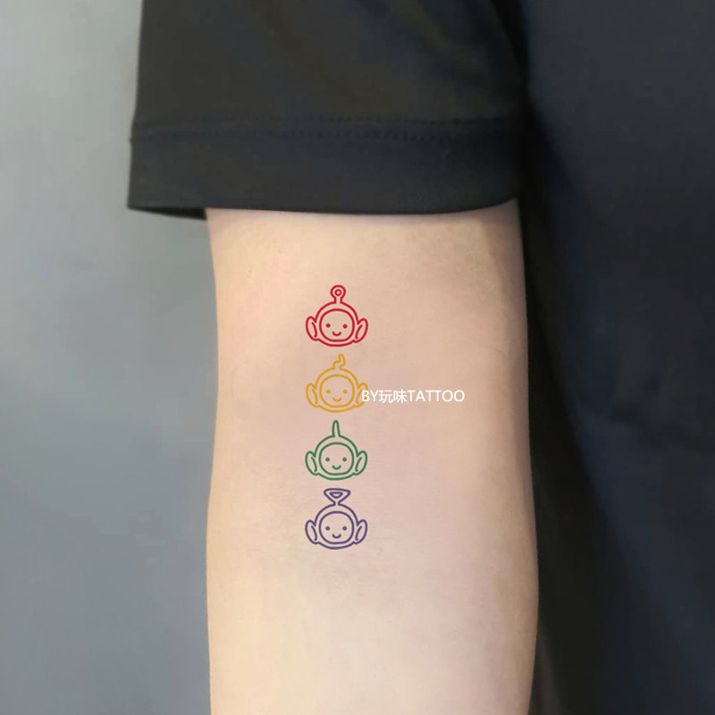 玩味原创可爱天线宝宝纹身贴持久防水男女彩色卡通儿童手臂贴画小