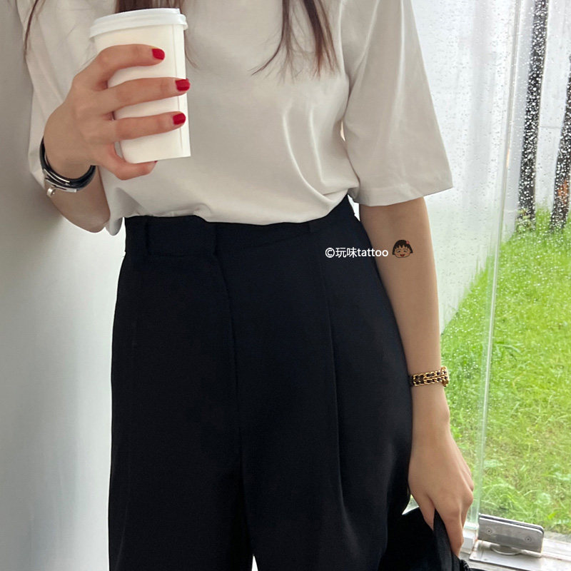 玩味原创樱桃小丸子可爱表情卡通手臂儿童纹身贴动漫纹身贴防水