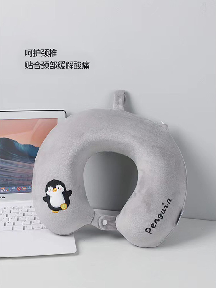 솔리드 컬러 귀여운 곰 메모리 폼 U 자형 베개 여행 목 베개 비행기 자동차 사무실 낮잠 U 자형 베개