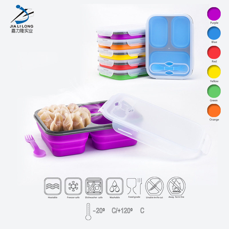 工厂直供跨境轻款食品级三格硅胶折叠饭盒碗微波炉便携lunchbox|msdalam kategori pinggan mangkuk, pemeliharaan bekas/bekas pemeliharaan, crisper - dari Buy2taobao.com untuk memberikan perkhidmatan ejen Taobao profesional membeli