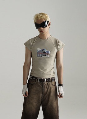 JohariWindow 狗狗拼贴图案紧身T恤