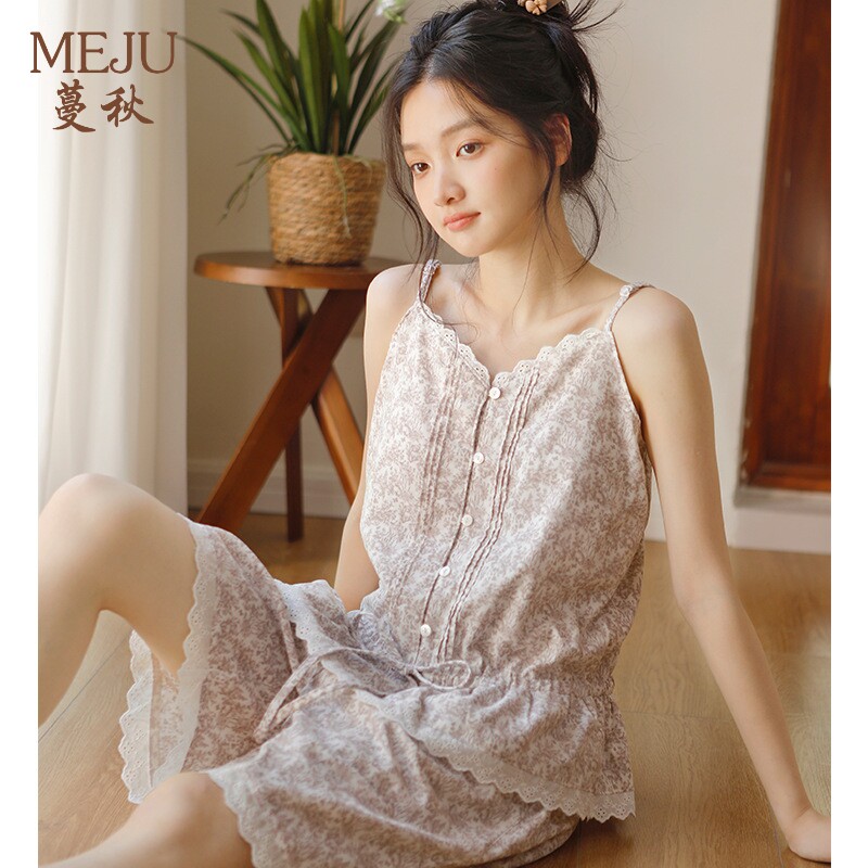 韩版性感甜美睡衣胸垫短裤吊带