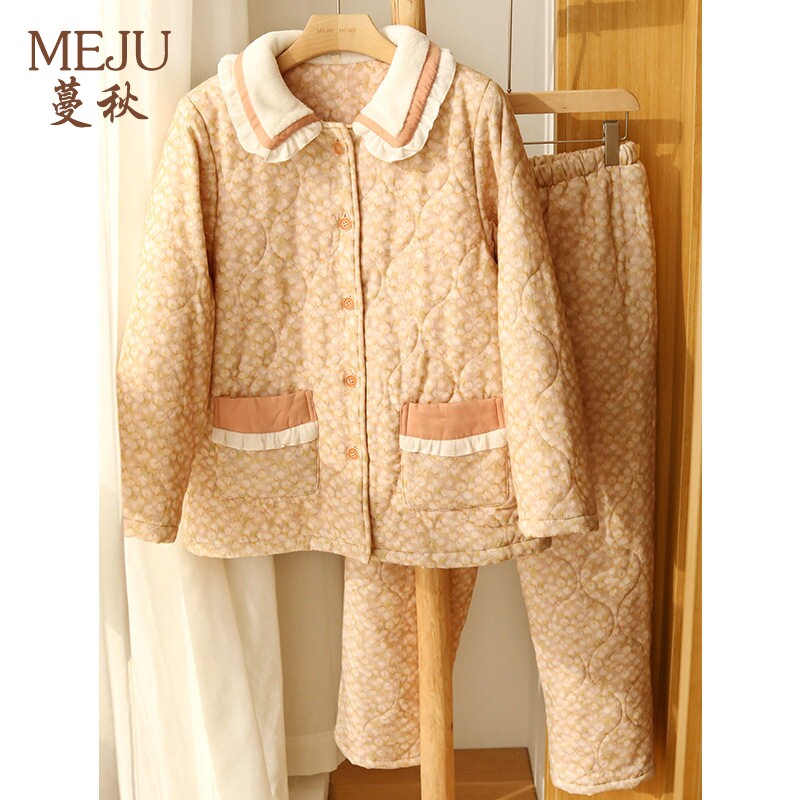 女保暖家居服加厚棉袄宽松简约