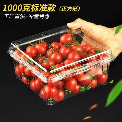1000G两斤装正方形一次性水果盒车厘子包装高透带盖果切包装盒