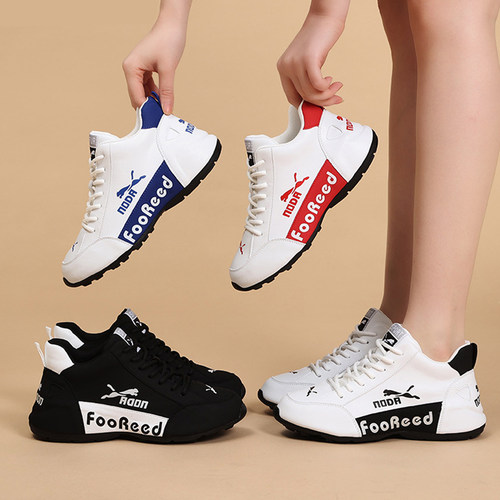 时尚休闲鞋内增高圆头运动鞋真皮