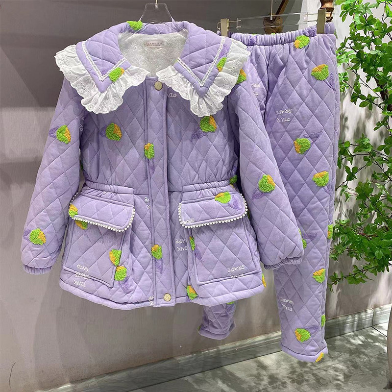 睡衣女士冬季三层夹棉加厚保暖珊瑚绒奢华刺绣法兰绒可外穿家居服,女士内衣/男士内衣/家居服,睡衣/家居服套装,淘宝优惠券,粉丝福利购,淘宝优惠卷