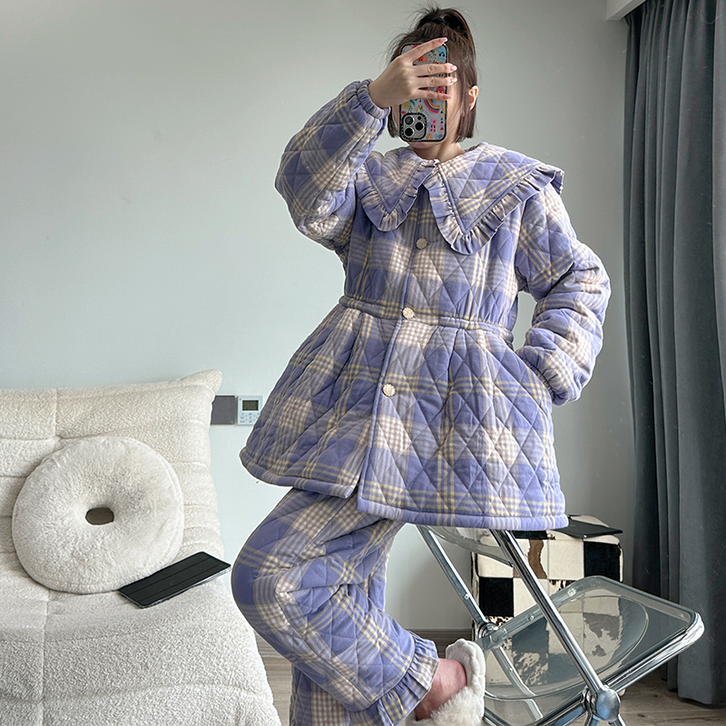 pinkgrape女珊瑚绒可外穿睡衣