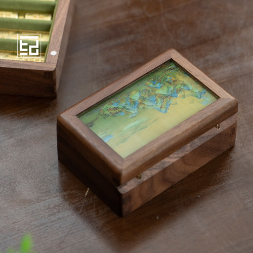 mini实木金盒烤花工艺藏珍