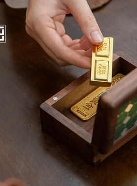 便携小型盒黄金金条新年圣诞礼物包装盒迷你精致小木盒长方形复古