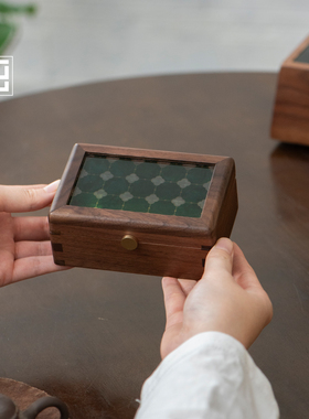 精致收纳盒木制高档质感金条首饰盒送礼创意原创烤花防尘木盒子