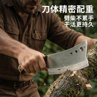 加厚铬钢砍柴刀砍树一体锻打劈竹刀破竹户外开钢柴刀山开路勾刀夹
