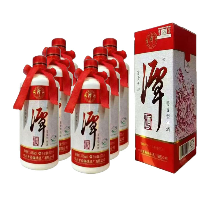2025年潭酒富贵吉祥四川古蔺酱香型53度固态法白酒盒装整箱6瓶