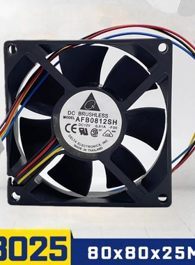 台达8025大风量4线PWM温控机箱风扇高速12V0.51A8CM/厘米AFB0812S