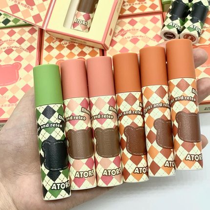 ators复古格子熊唇粉霜哑光雾面丝绒秋冬显白小众品牌平价唇釉