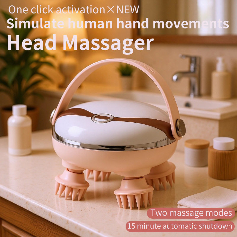充电款头部按摩仪揉捏疏通经络电动全自动头疗头皮按摩器把玩送礼