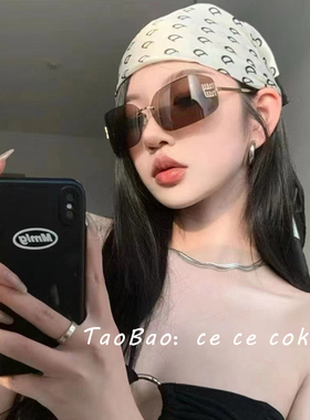 ce ce coke\大框无框SMUA54Y欧美风方形太阳镜女茶色墨镜高级感