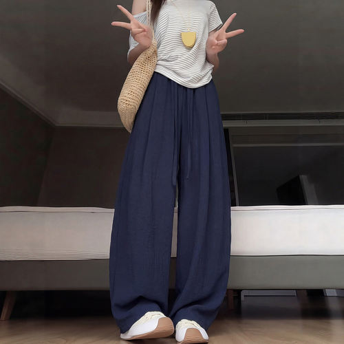 亚麻山本阔腿裤女夏季薄款2026新款宽松bf慵懒风棉麻休闲直筒裤子