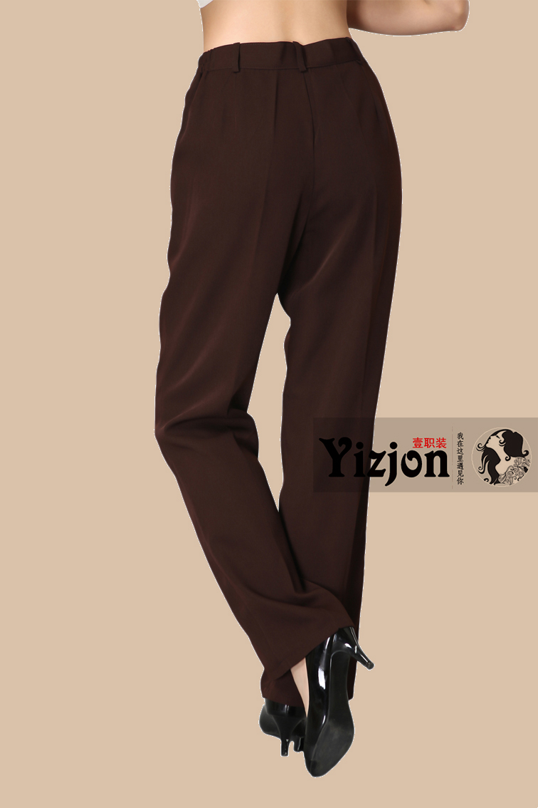 宾馆物业咖啡色直筒工作裤