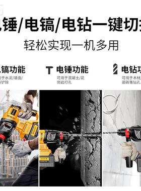 美工业级无刷率充镐电式电锤电电动冲击钻混国凝土电捶GNS-LDDC大